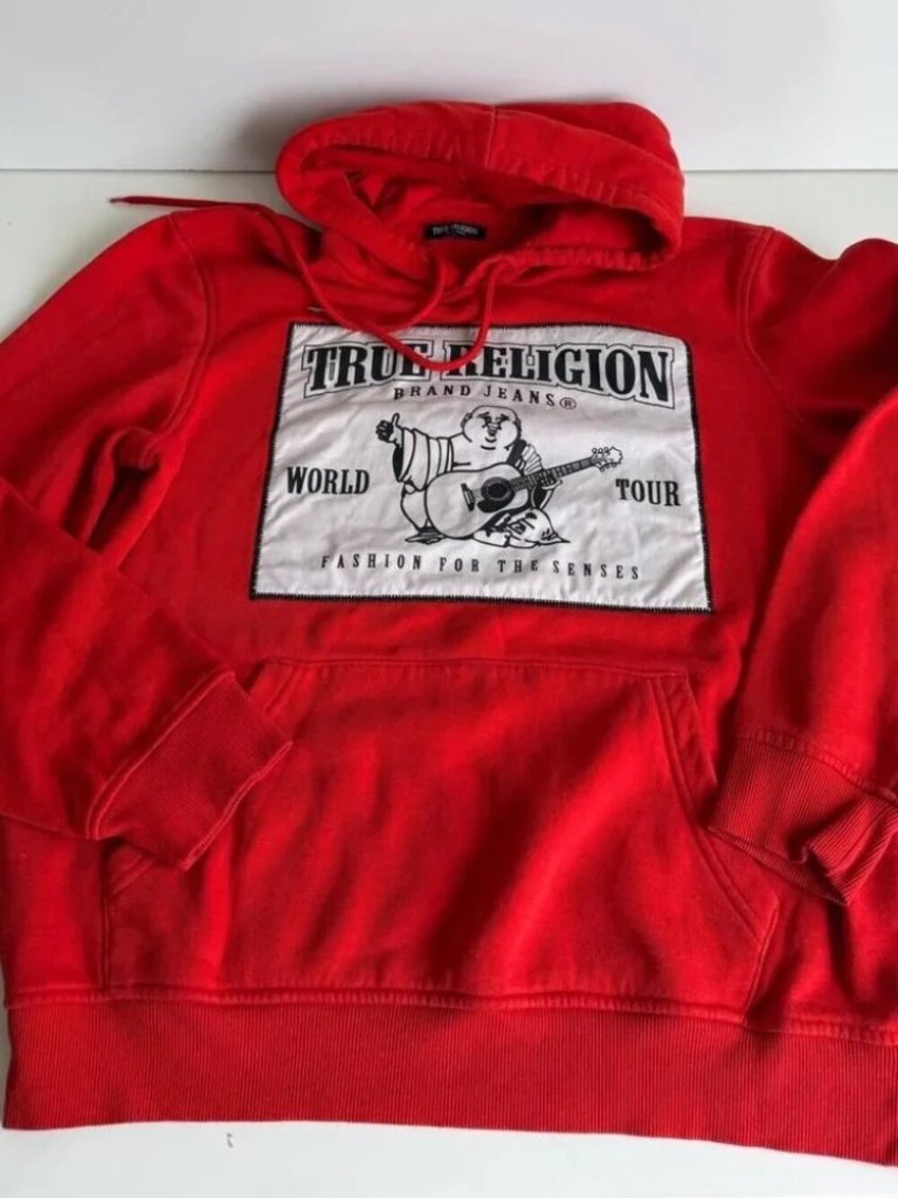 True Religion Red “Lava” Hoodie Pullover Logo Sweatshirt